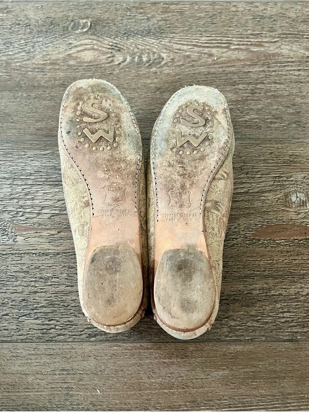 Stuart Weitzman Gold Bit Tan Loafers